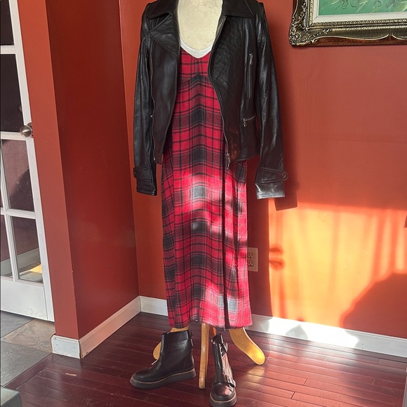 Zara Dresses & Skirts - Zara Red and Dark Grey Plaid Maxi Dress